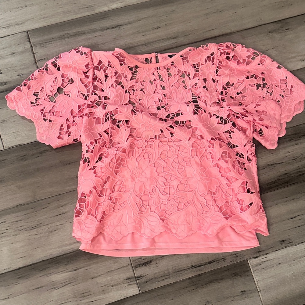 Express Blush Lace Floral Top